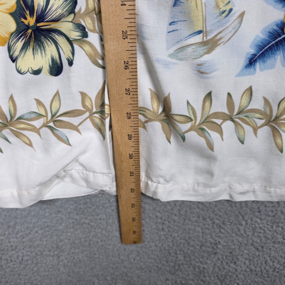 Vintage Splatt Hawaiian Shirt Mens Size XL Ivory Floral Open Collar Relaxed Fit - Picture 7 of 10